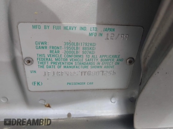 2000 Subaru Impreza Outback Special Sports с VIN JF1GF4857YG807256, выставлен на аукционе IAAI как лот 42081170 с пробегом 188 199 миль миль и . История ставок и продаж доступна на DreamBid. Изображение 9.