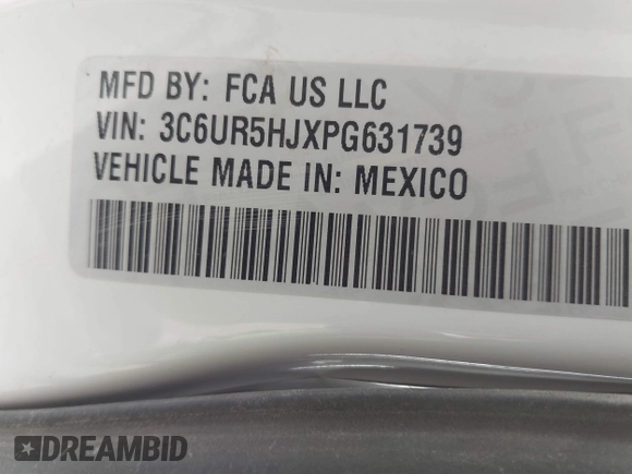 2023 Ram 2500 Tradesman with VIN 3C6UR5HJXPG631739, listed as a IAAI auction lot 41382584 with 45,385 mi miles. Bid and sale history available at carsss.com. Image 9.