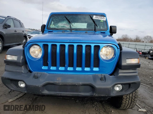 2021 Jeep Wrangler Sport S with VIN 1C4GJXAG2MW762104, listed as a Copart auction lot 46620845 with 56,799 mi miles and Salvage Title. Bid and sale history available at DreamBid. Image 5.