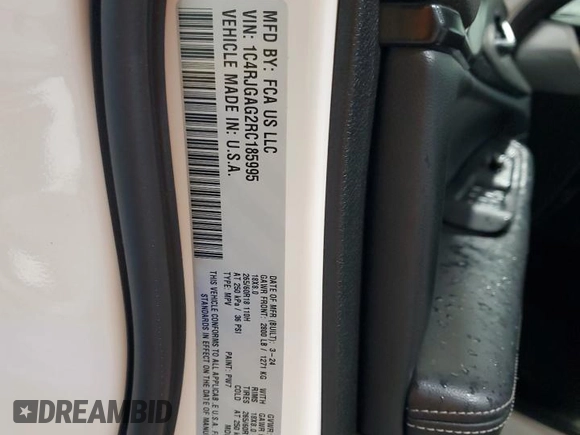 2024 Jeep Grand Cherokee Laredo X with VIN 1C4RJGAG2RC185995, listed as a Copart auction lot 56421785 with 19,068 mi miles and Salvage title. Bid and sale history available at DreamBid. Image 13.