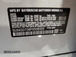 2023 BMW X4 M40i with VIN 5UX43DT08P9S08322, listed as a Copart auction lot 74037174 with 0 mi miles and Salvage Title. Bid and sale history available at carsss.com. Image 13.