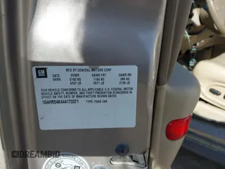 2004 Buick LeSabre Limited with VIN 1G4HR54K444173371, listed as a IAAI auction lot 41883184 with 126,376 mi miles and . Bid and sale history available at carsss.com. Image 9.