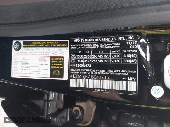 2018 Mercedes-Benz GLE 350 with VIN 4JGDA5JB7JB061715, listed as a IAAI auction lot 42565286 with 77,995 mi miles and . Bid and sale history available at DreamBid. Image 9.