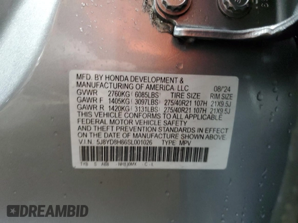 2025 Acura MDX Type S w/Advance Package with VIN 5J8YD8H86SL001026, listed as a Copart auction lot 48305575 with 3,871 mi miles and Salvage Title. Bid and sale history available at carsss.com. Image 15.