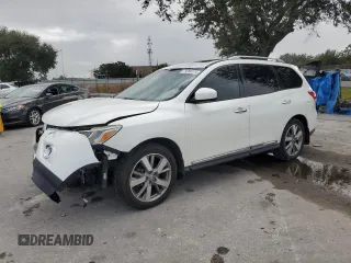 2016 Nissan Pathfinder Platinum with VIN 5N1AR2MN9GC618854, listed as a Copart auction lot 79356124 with 106,784 mi miles and Salvage Title. Bid and sale history available at carsss.com. Image 1.