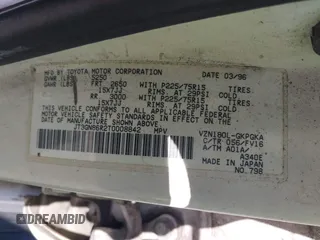 1996 Toyota 4Runner SR5 z VIN JT3GN86R2T0008842, wystawiony jako IAAI lot #42291809 z przebiegiem 204 218 mil mil oraz . Historia ofert i sprzedaży dostępna na DreamBid. Obrazek 9.