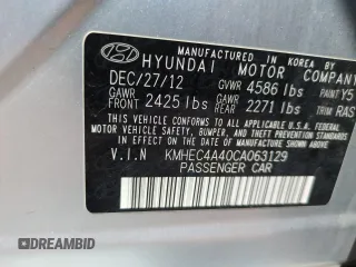 2012 Hyundai Sonata Hybrid с VIN KMHEC4A40CA063129, выставлен на аукционе Copart как лот 52650245 с пробегом 121 519 миль миль и Списание • Salvage title. История ставок и продаж доступна на DreamBid. Изображение 12.