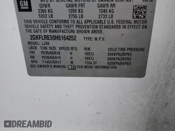 2017 GMC Terrain Denali z VIN 2GKFLRE30H6164252, wystawiony jako Copart lot #45314915 z przebiegiem 167 128 mil mil oraz Szkoda całkowita • Salvage title. Historia ofert i sprzedaży dostępna na DreamBid. Obrazek 13.