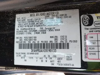 2012 Ford Fusion SEL z VIN 3FAHP0JA1CR190133, wystawiony jako IAAI lot #41209277 z przebiegiem 194 871 mil mil oraz . Historia ofert i sprzedaży dostępna na DreamBid. Obrazek 9.