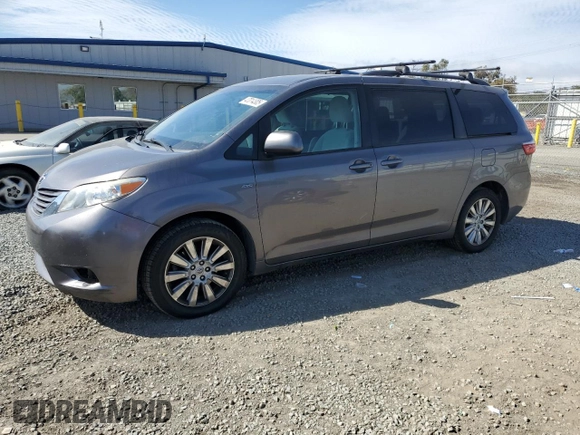 2017 Toyota Sienna LE with VIN 5TDJZ3DC0HS162025, listed as a Copart auction lot 47014305 with 192,528 mi miles and Salvage Title. Bid and sale history available at carsss.com. Image 1.