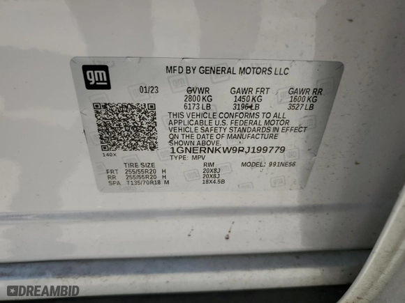 2023 Chevrolet Traverse High Country with VIN 1GNERNKW9PJ199779, listed as a Copart auction lot 72690454 with 22,129 mi miles and Salvage Title. Bid and sale history available at carsss.com. Image 12.