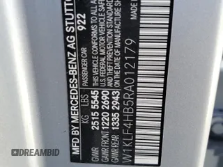 2024 Mercedes-Benz E-Class E 350 with VIN W1KLF4HB5RA012179, listed as a Copart auction lot 85799054 with 0 mi miles and Salvage Title. Bid and sale history available at carsss.com. Image 12.