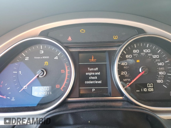2012 Audi Q7 Prestige with VIN WA1WMAFE9CD004112, listed as a Copart auction lot 69120304 with 110,108 mi miles and Salvage title. Bid and sale history available at DreamBid. Image 9.