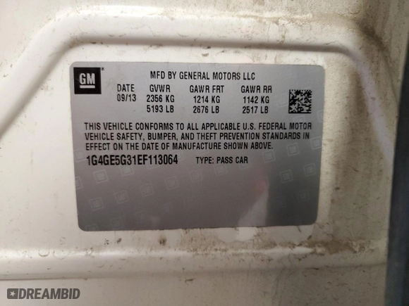 2014 Buick LaCrosse Premium I with VIN 1G4GE5G31EF113064, listed as a Copart auction lot 79089214 with 106,645 mi miles and Salvage Title. Bid and sale history available at carsss.com. Image 12.