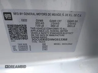 2022 Chevrolet Silverado 1500 RST with VIN 3GCUDEEDXNG513368, listed as a IAAI auction lot 42055056 with 25,630 mi miles and . Bid and sale history available at DreamBid. Image 9.
