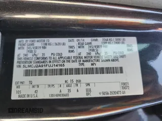 2015 Lincoln MKC with VIN 5LMCJ2A91FUJ14165, listed as a Copart auction lot 56374705 with 138,053 mi miles and Clean Title. Bid and sale history available at DreamBid. Image 12.