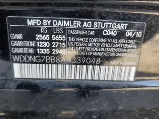 2010 Mercedes-Benz S-Class S 550 with VIN WDDNG7BB8AA339048, listed as a Copart auction lot 85432804 with 173,946 mi miles and Salvage Title. Bid and sale history available at carsss.com. Image 12.