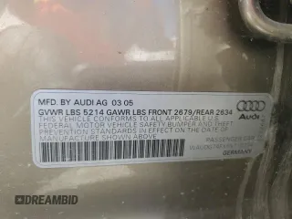 2005 Audi A6 with VIN WAUDG74FX5N110274, listed as a Copart auction lot 55457505 with 157,065 mi miles and Clean Title. Bid and sale history available at carsss.com. Image 12.