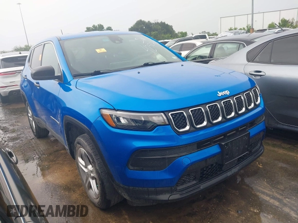2023 Jeep Compass Sport with VIN 3C4NJDAN1PT509922, listed as a IAAI auction lot 42327048 with 26,598 mi miles and . Bid and sale history available at DreamBid. Image 1.