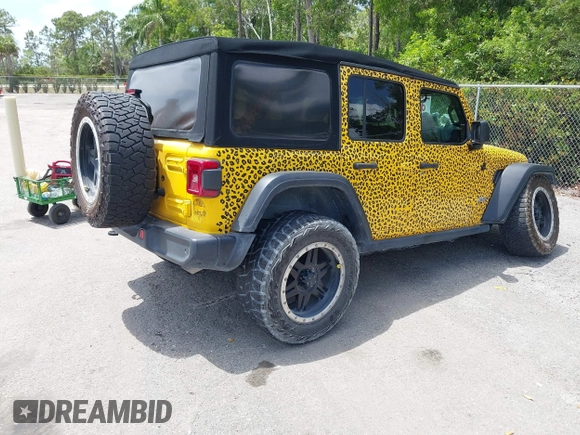 2018 Jeep Wrangler Unlimited Sport z VIN 1C4HJXDN2JW324872, wystawiony jako IAAI lot #42112231 z przebiegiem 80 412 mil mil oraz . Historia ofert i sprzedaży dostępna na DreamBid. Obrazek 4.