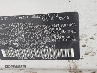 2010 Subaru Forester X Limited with VIN JF2SH6DC6AH804221, listed as a IAAI auction lot 42177023 with 171,272 mi miles and . Bid and sale history available at DreamBid. Image 9.