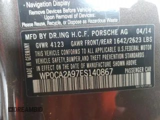 2014 Porsche 911 Carrera with VIN WP0CA2A97ES140867, listed as a Copart auction lot 69824864 with 44,956 mi miles and Salvage Title. Bid and sale history available at carsss.com. Image 12.
