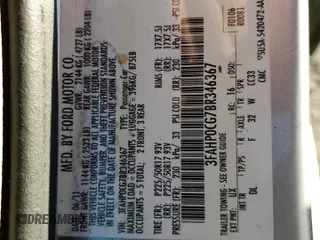 2011 Ford Fusion SEL with VIN 3FAHP0CG7BR346367, listed as a Copart auction lot 88153025 with 188,718 mi miles and Salvage Title. Bid and sale history available at carsss.com. Image 14.