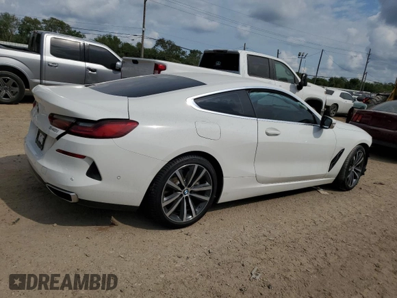 2020 BMW 8 Series 840i with VIN WBAAE2C0XLCE05217, listed as a Copart auction lot 72896824 with 0 mi miles and Salvage Title. Bid and sale history available at carsss.com. Image 3.