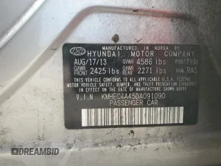 2013 Hyundai Sonata with VIN KMHEC4A45DA091090, listed as a Copart auction lot 48557215 with Not Provided miles and Non Repairable. Bid and sale history available at carsss.com. Image 12.
