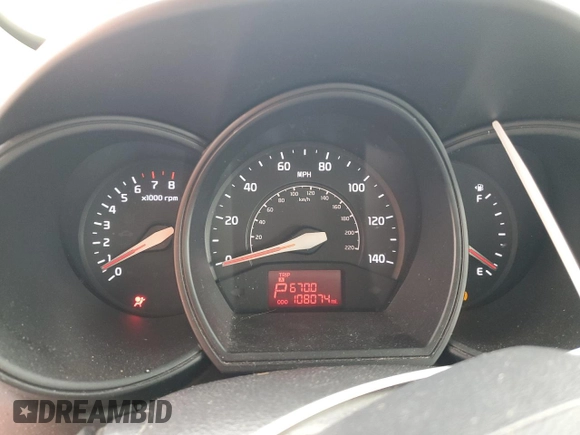 2013 Kia Rio EX with VIN KNADN4A39D6295795, listed as a Copart auction lot 56565145 with 108,074 mi miles and Clean title. Bid and sale history available at DreamBid. Image 9.