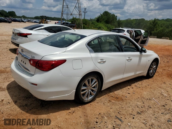 2015 Infiniti Q50 Premium with VIN JN1BV7AR1FM412660, listed as a Copart auction lot 61007025 with 111,021 mi miles and Salvage title. Bid and sale history available at DreamBid. Image 3.