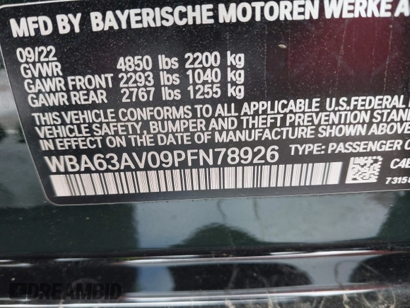 2023 BMW 4 Series 430i z VIN WBA63AV09PFN78926, wystawiony jako IAAI lot #42098820 z przebiegiem Nie podano mil oraz . Historia ofert i sprzedaży dostępna na DreamBid. Obrazek 9.