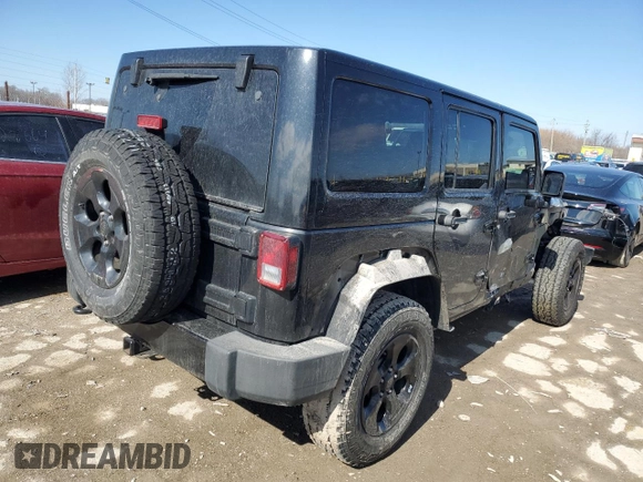 2014 Jeep Wrangler Unlimited Sahara with VIN 1C4BJWEG1EL107711, listed as a Copart auction lot 46976855 with 0 mi miles and Salvage Title. Bid and sale history available at carsss.com. Image 3.