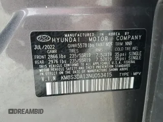 2022 Hyundai Santa Fe Hybrid SEL Premium with VIN KM8S3DA13NU053415, listed as a Copart auction lot 74149704 with 0 mi miles and Non Repairable. Bid and sale history available at carsss.com. Image 14.