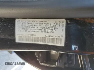 2000 Volkswagen Passat GLS z VIN WVWMD23B0YP307525, wystawiony jako Copart lot #57040775 z przebiegiem 167 440 mil mil oraz Szkoda całkowita • Salvage title. Historia ofert i sprzedaży dostępna na DreamBid. Obrazek 12.