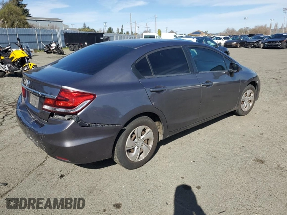 2014 Honda Civic LX with VIN 19XFB2F50EE206338, listed as a Copart auction lot 44776175 with 155,549 mi miles and Salvage Title. Bid and sale history available at DreamBid. Image 3.