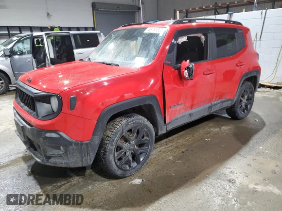 2018 Jeep Renegade Altitude with VIN ZACCJBBB7JPH21173, listed as a Copart auction lot 46781825 with 105,067 mi miles and Salvage title. Bid and sale history available at DreamBid. Image 1.