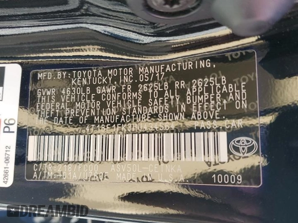 2017 Toyota Camry XLE z VIN 4T1BF1FK3HU434564, wystawiony jako Copart lot #57131245 z przebiegiem 59 545 mil mil oraz Szkoda całkowita • Salvage title. Historia ofert i sprzedaży dostępna na DreamBid. Obrazek 12.