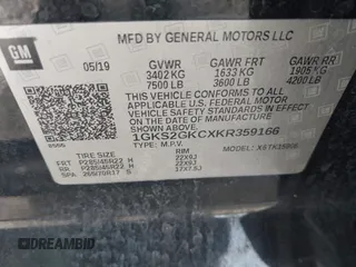 2019 GMC Yukon XL SLT with VIN 1GKS2GKCXKR359166, listed as a IAAI auction lot 40546837 with Not provided miles and . Bid and sale history available at DreamBid. Image 9.