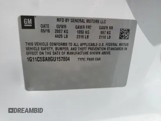 2016 Chevrolet Malibu LT with VIN 1G11C5SA8GU157804, listed as a Copart auction lot 55589665 with 173,259 mi miles and Salvage Title. Bid and sale history available at DreamBid. Image 12.