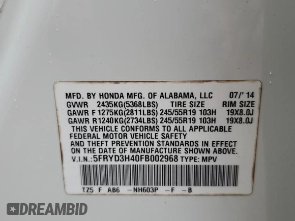 2015 Acura MDX Tech Pkg with VIN 5FRYD3H40FB002968, listed as a Copart auction lot 71251964 with 170,831 mi miles and Salvage Title. Bid and sale history available at carsss.com. Image 13.