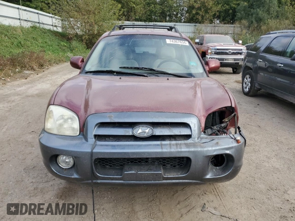 2005 Hyundai Santa Fe GLS with VIN KM8SC13DX5U865459, listed as a Copart auction lot 74367634 with 158,650 mi miles and Clean Title. Bid and sale history available at carsss.com. Image 5.