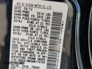 2013 Infiniti FX z VIN JN8CS1MW3DM170755, wystawiony jako Copart lot #61938535 z przebiegiem Nie podano mil oraz Szkoda całkowita • Salvage title. Historia ofert i sprzedaży dostępna na DreamBid. Obrazek 13.