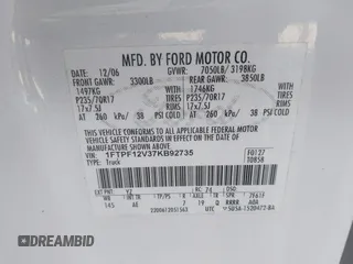 2007 Ford F-150 XL with VIN 1FTPF12V37KB92735, listed as a IAAI auction lot 42127038 with 162,219 mi miles and . Bid and sale history available at carsss.com. Image 9.