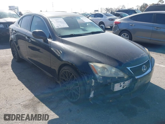 2007 Lexus IS with VIN JTHBK262572057489, listed as a IAAI auction lot 41996856 with 168,839 mi miles. Bid and sale history available at carsss.com. Image 1.