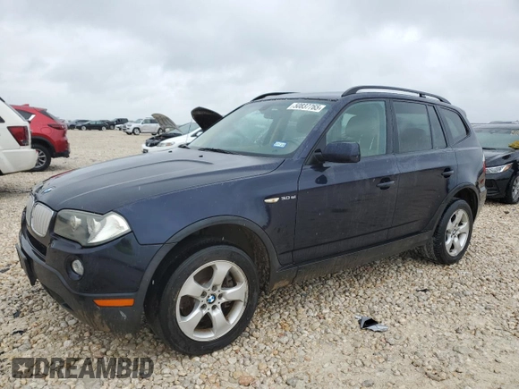 2008 BMW X3 3.0si with VIN WBXPC93438WJ16880, listed as a Copart auction lot 50837765 with 108,825 mi miles and Clean Title. Bid and sale history available at carsss.com. Image 1.