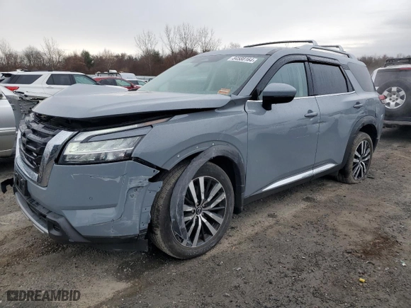 2023 Nissan Pathfinder Platinum with VIN 5N1DR3DJ0PC213191, listed as a Copart auction lot 84588164 with 25,430 mi miles and Salvage Title. Bid and sale history available at carsss.com. Image 1.