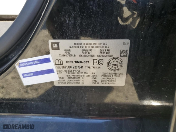 2015 Chevrolet Silverado 1500 Work Truck with VIN 1GCVKPEC4FZ367841, listed as a Copart auction lot 72840224 with 179,298 mi miles and Clean Title. Bid and sale history available at carsss.com. Image 12.