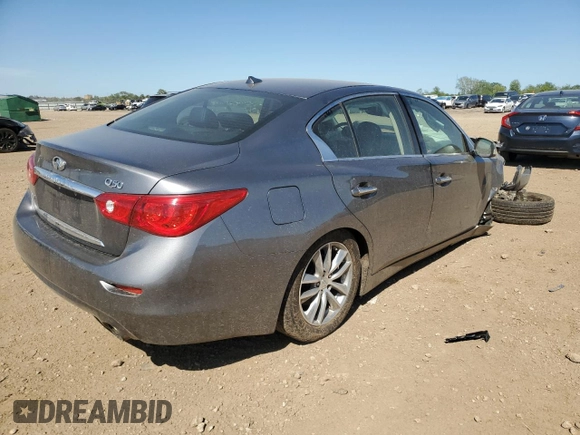 2014 Infiniti Q50 Premium with VIN JN1BV7AR8EM682225, listed as a Copart auction lot 56753125 with 121,000 mi miles and Salvage title. Bid and sale history available at DreamBid. Image 3.