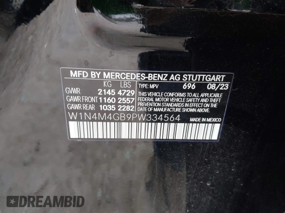 2023 Mercedes-Benz GLB 250 z VIN W1N4M4GB9PW334564, wystawiony jako IAAI lot #41578492 z przebiegiem 15 230 mil mil oraz . Historia ofert i sprzedaży dostępna na DreamBid. Obrazek 9.